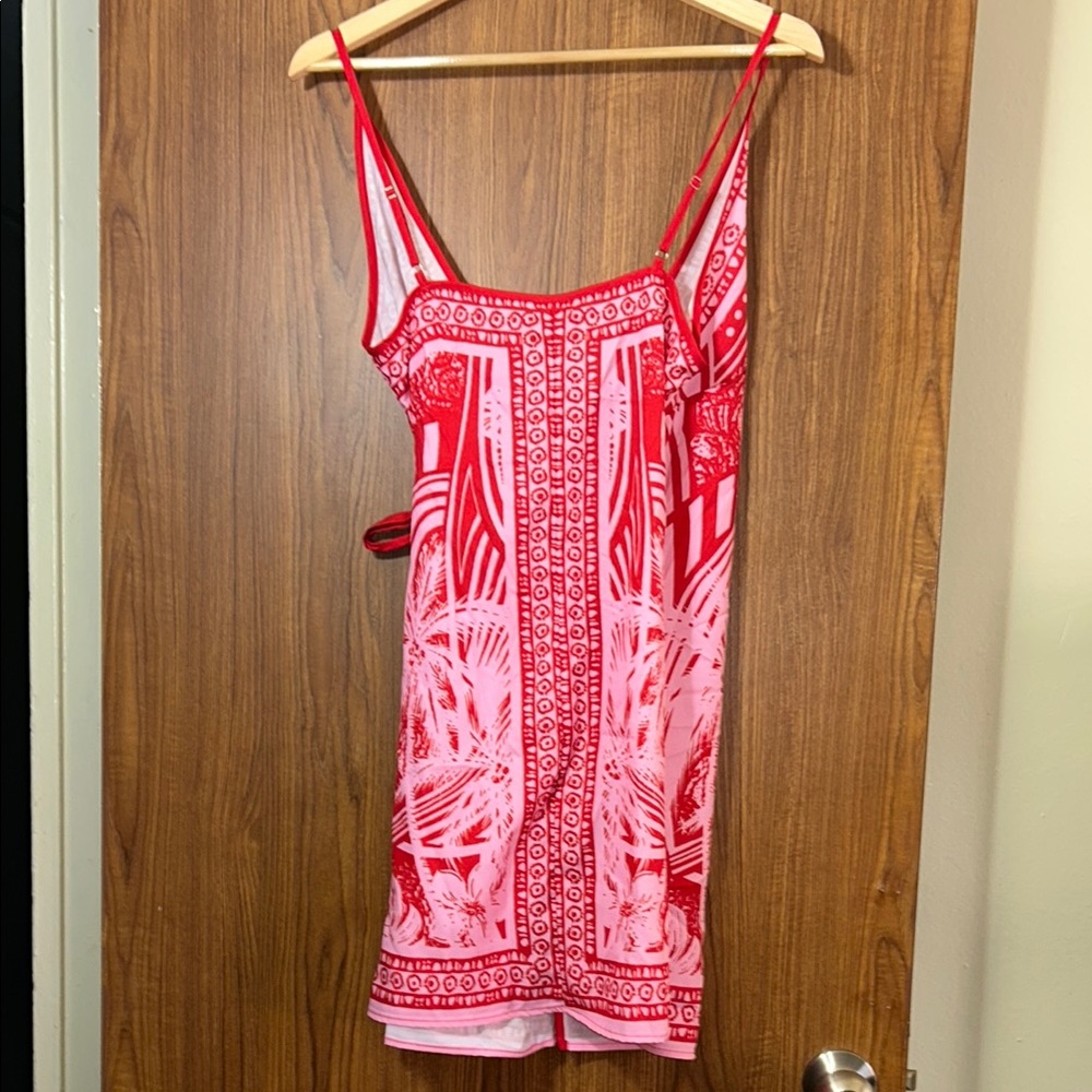 Pink Patterned Wrap Dress - Picture 8 of 8